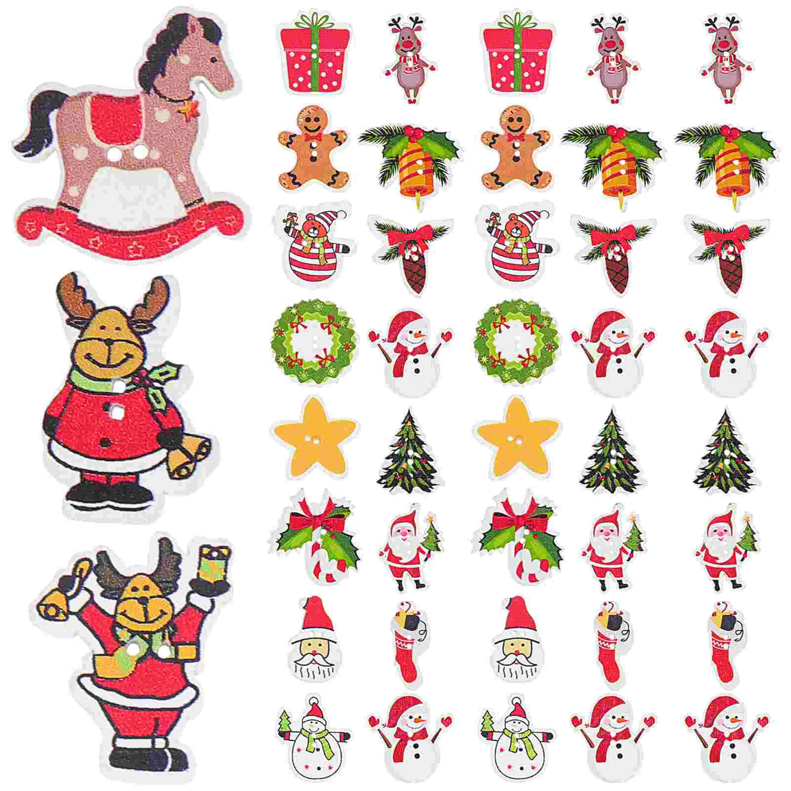 

Buttons Christmas Wooden Sewing Wood Embellishmentscrafts Scrapbooking Holiday Reindeer Holes Santa Tree Button Decorativeclaus