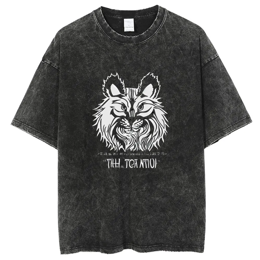 

Vintage Washed T Shirts, Attack On Dog Printed T Shirt For Men, Harajuku Oversize Tee Retro Couple Cotton Unisex Y2k Streetwear