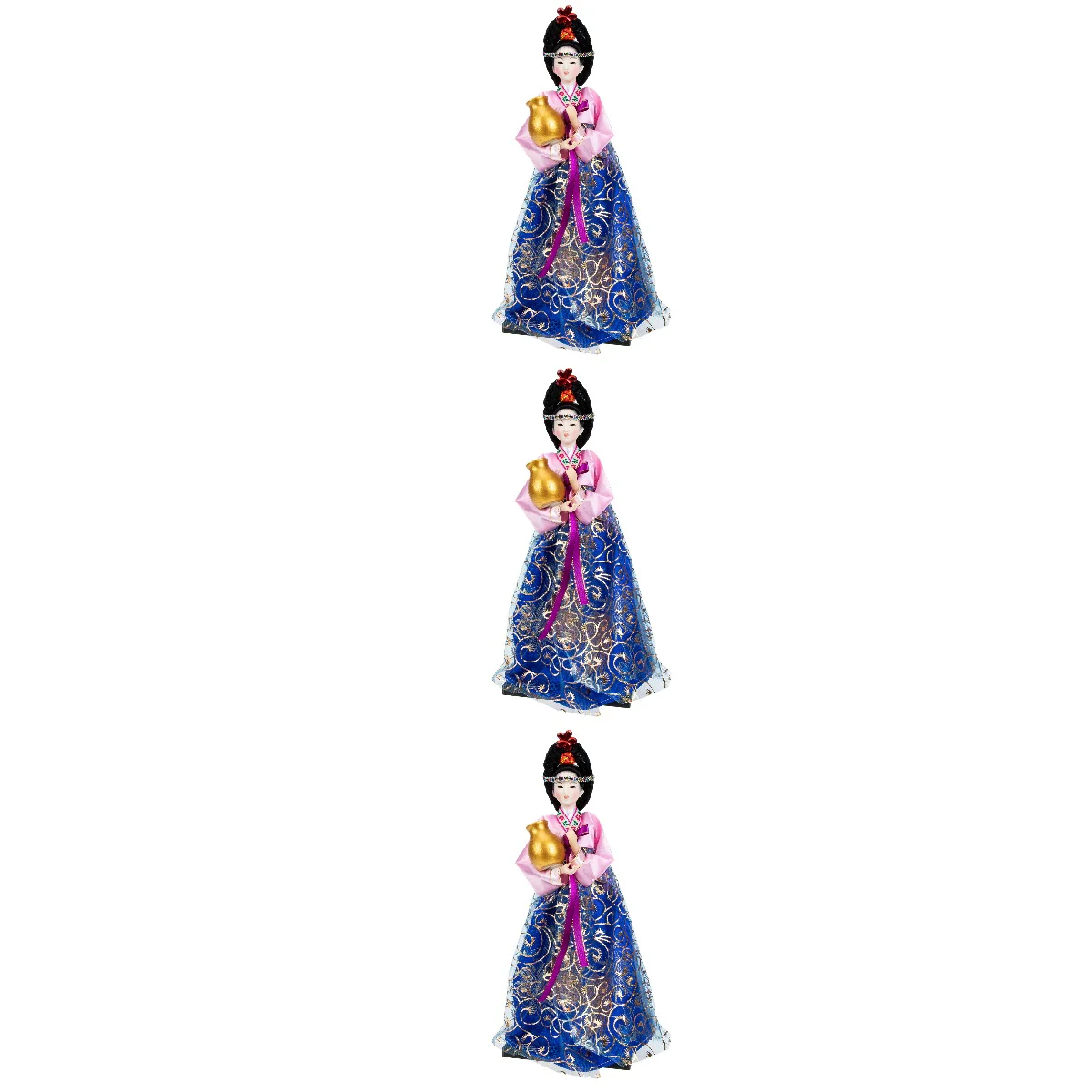 

3pcs Korean Style Doll Ornament Korean Doll Hanbok Dress Doll Model Desktop Decor
