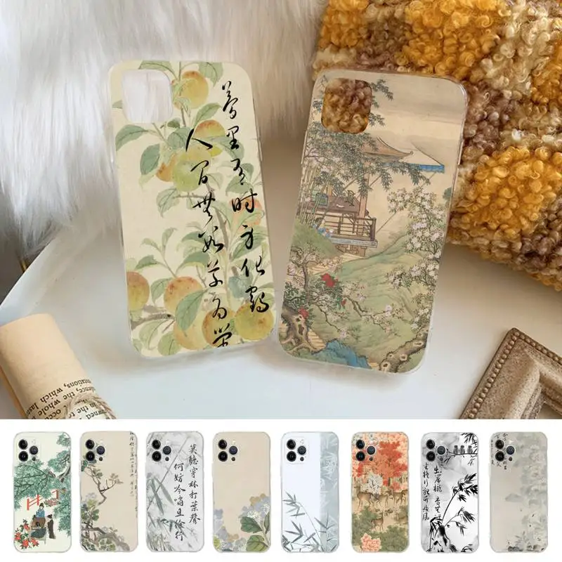 

Chinese Ancient Painting Phone Case For iPhone 14 11 12 13 Mini Pro XS Max Cover 6 7 8 Plus X XR SE 2020 Funda Shell