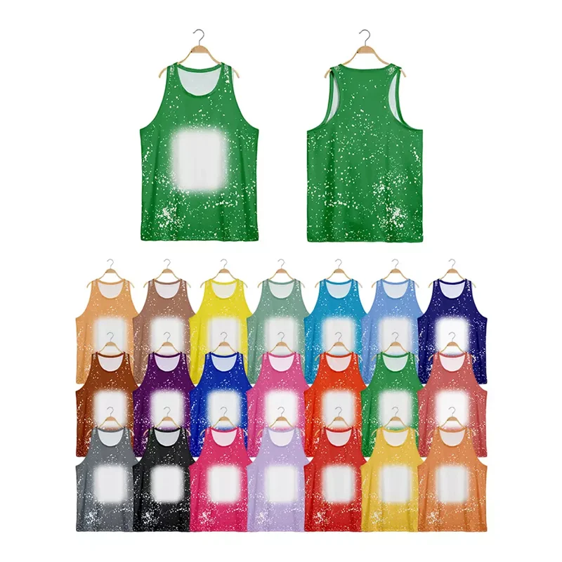

Sublimation Blank Tie Dye Vest Polyester Summer O-Neck Top Sleeveless TShirt Quick Dry Tracksuits Male for Customizable Logo