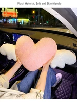 2pcs heart shaped car headrest plush love neck pillow seat back pillow lumbar support cushion universal car accessories
