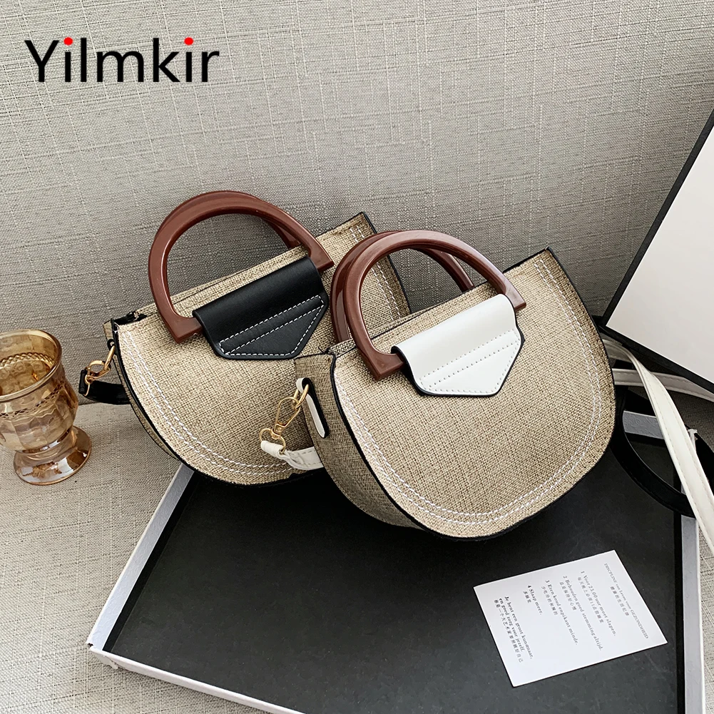 

Order Vintage Patchwork Women Half Round Messenger Shoulder Bag Casual Multifunctional Lightweight Classic Simple Ladies Handbag
