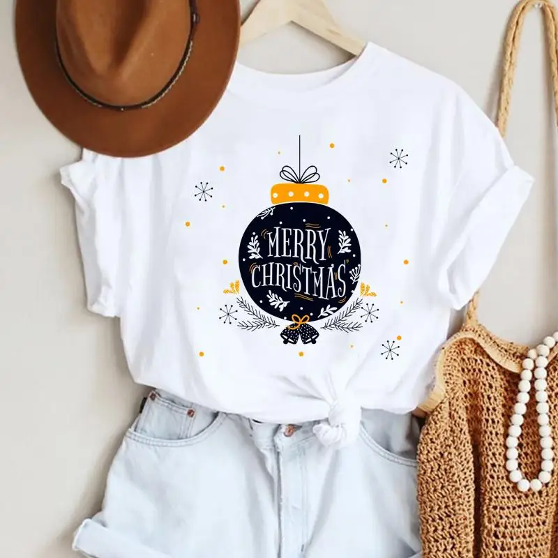 

Trend Sweet Time Festival Women T-shirts Merry Christmas Cartoon Fashion Print Top Graphic Holiday New Year Tshirt Travel Tee