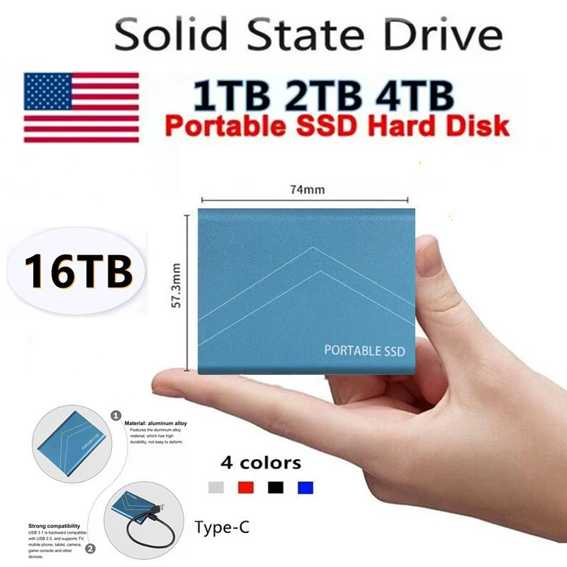 SSD Solid State Drive 1T 2T 4T 6T 8T 16T External SSD M.2 for Laptop Desktop Portable Flash Memory Type-C USB 3.1 Fast Delivery SSD Solid State Drive 1T 2T 4T 6T 8T 16T External SSD M.2 for Laptop Desktop Portable Flash Memory Type-C USB 3.1 Fast Delivery