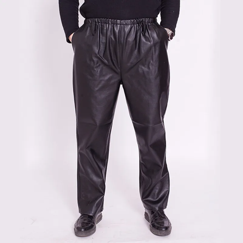 

Men's Leather Pants Loose Oversized Elastic Waist Black Waterproof And Oilproof Work Pants 2022 New Faux Leather Pants For Men