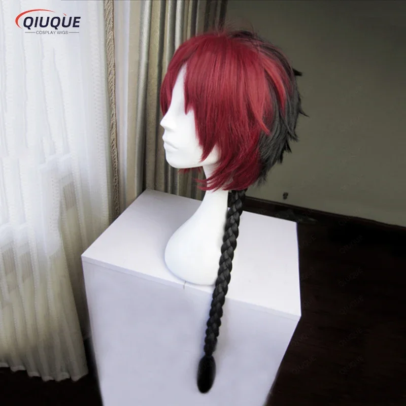 Парик для косплея Owari Eusford термостойкий с красным и черным градиентом оплеткой