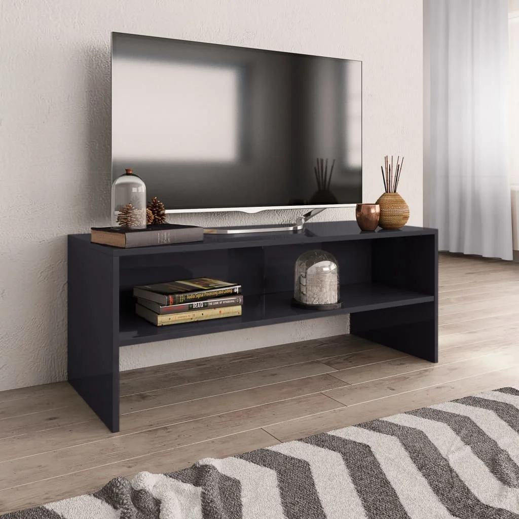 

TV cabinet gloss gray 100x40x40 cm chipboard