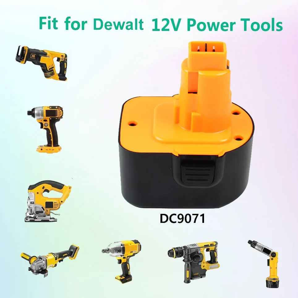 

2022 12800mAh DC9071 Replacement DeWalt 12V XRP Battery DW9071 DW9072 DW907K, DW907, DW904, DW053, DW 953, DCX220A2, DCD945B2