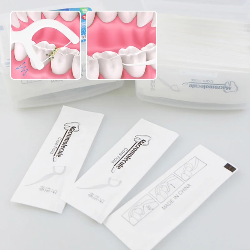 

100Pcs/pack Cleaning Dental Flosser Oral Hygiene Toothpick Floss Individually Wrapped Unflavored Floss Picks