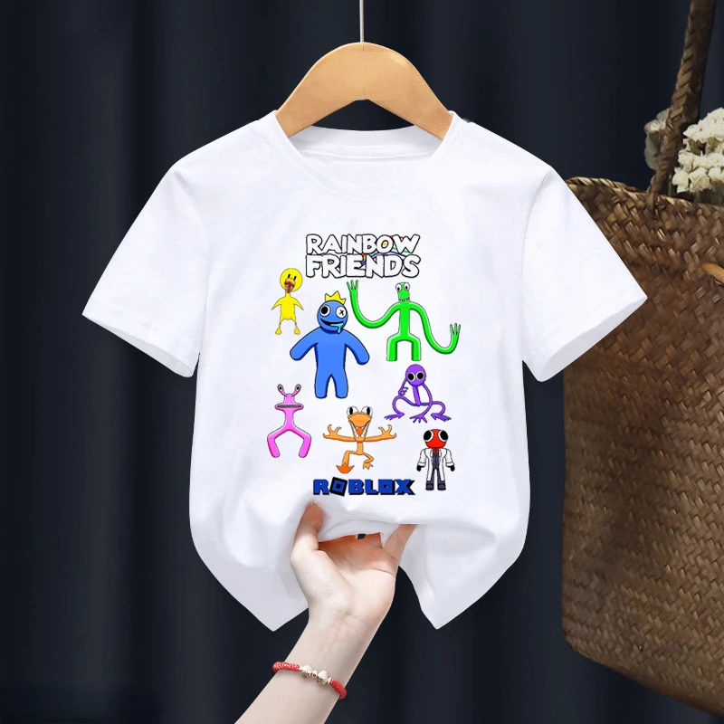 Cartoon New Hot Game Rainbow Friends T-shirt Boys Girls Baby Short Sleeve T-shirt Cute Children's T-Shirt