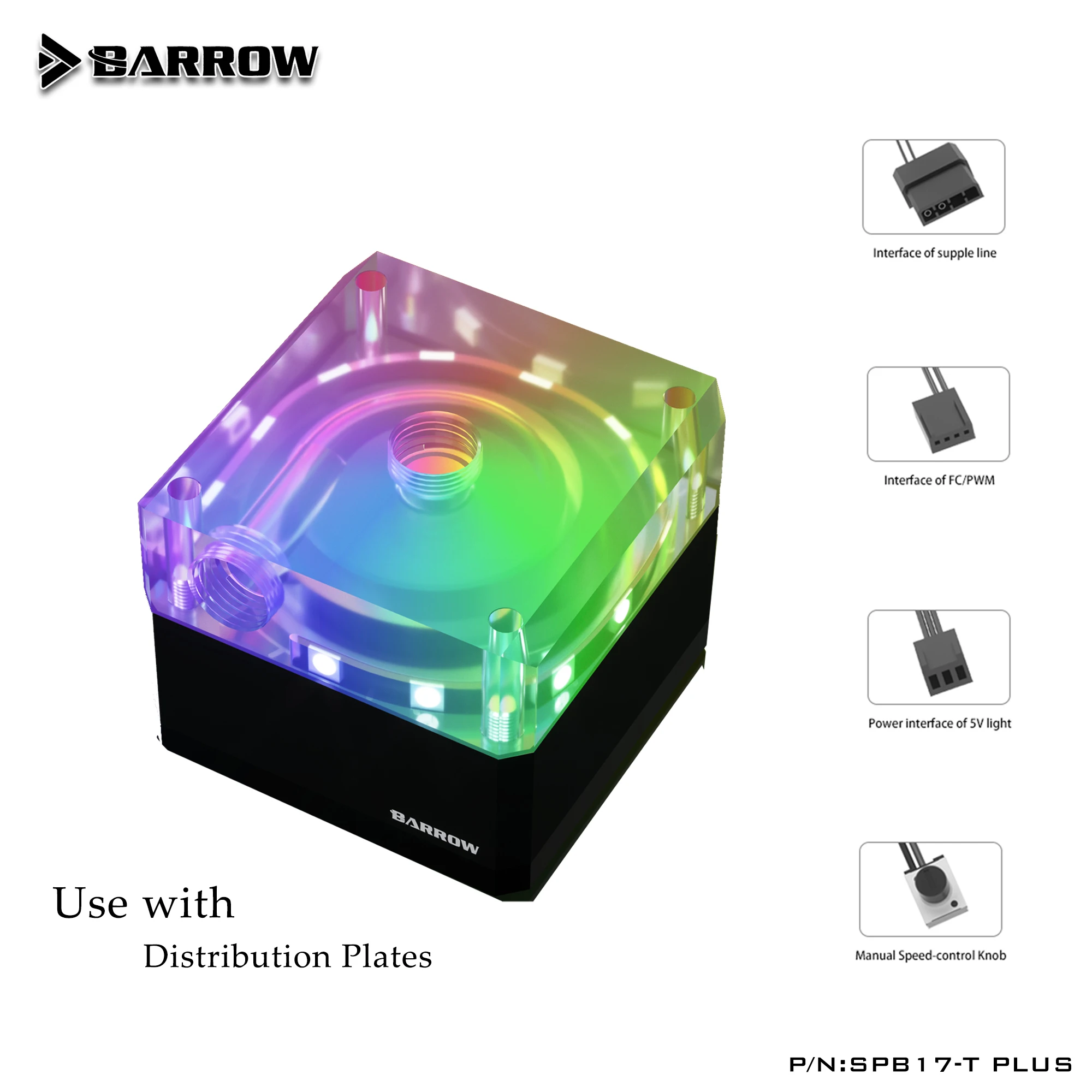 Barrow 17 Вт DDC PWM насос через отверстие подъемник 5,5 метров 4000 л/ч об/мин Регулируемый Насос используется для Distro Plate SPB17-T V2 SPB17-T PLUS