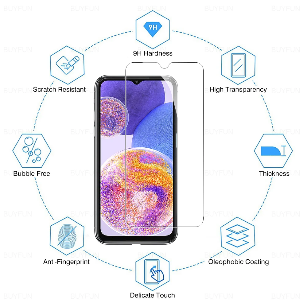 6 in 1 tempered glass for samsung galaxy a23 cover screen protector film for samsung a23 a33 a53 a73 5g protective glass free global shipping