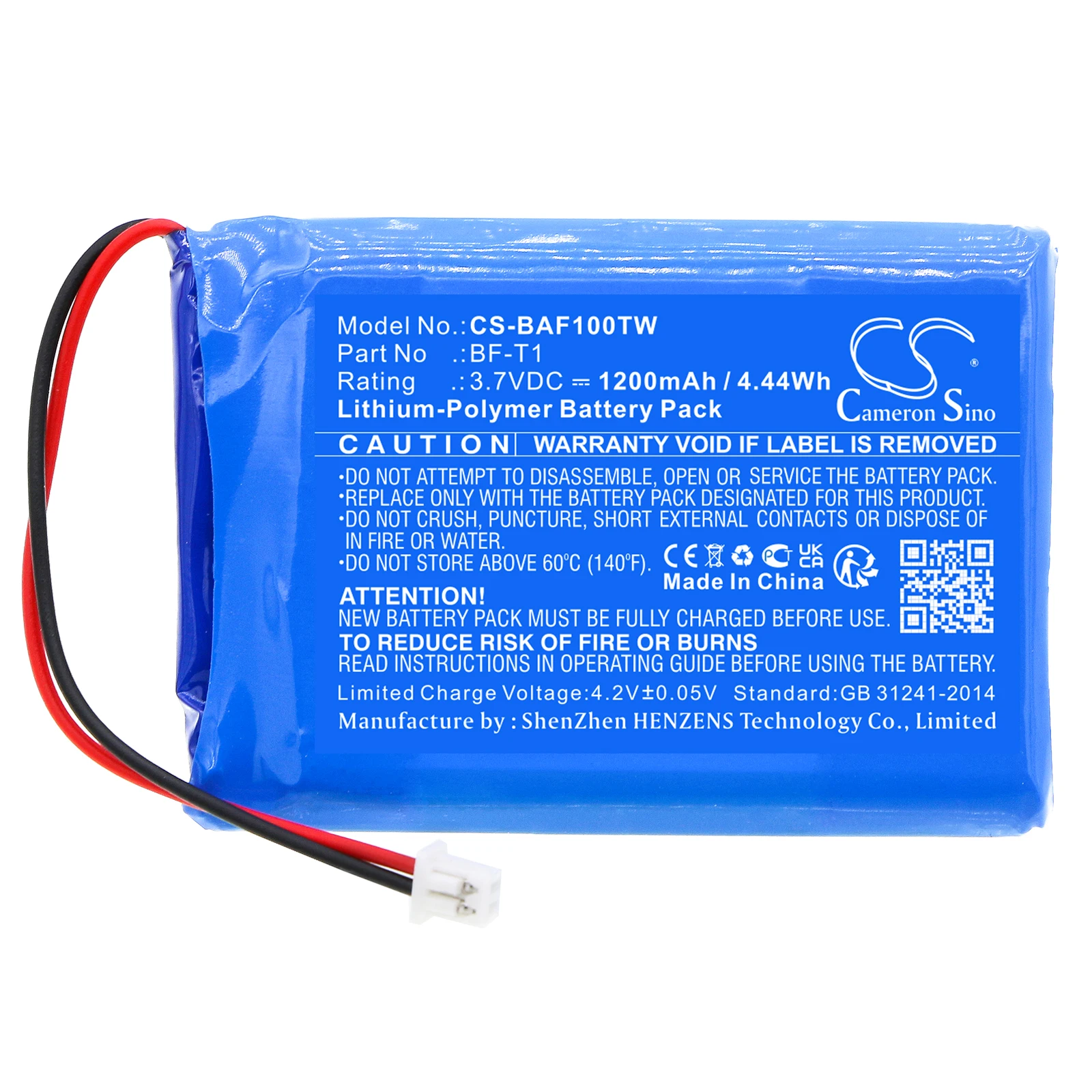 Фото Сменная батарея CS для Baofeng BF-T1, BF-T1 UHF, T1 BF-T1 1200 мАч / 4,44 Вт·ч для ноутбуков, портативных компьютеров №1