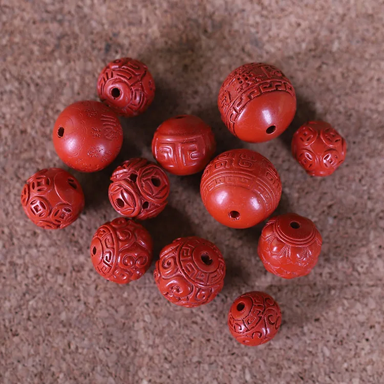 Бусины из киновари с высоким содержанием свободные бусины резной браслет