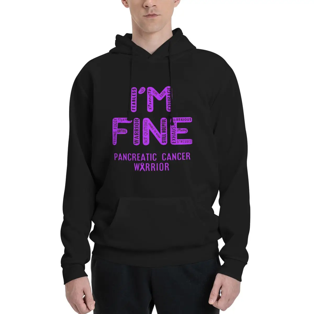 

Pancreatic Cancer Warrior - I Am FINE Polyester Hoodie Men's Women's Sweater Size XXS-3XL