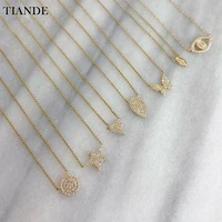tiande silver color gold plated necklace for women zircon heart star butterfly eye chain pendant 2022 fashion jewelry wholesale