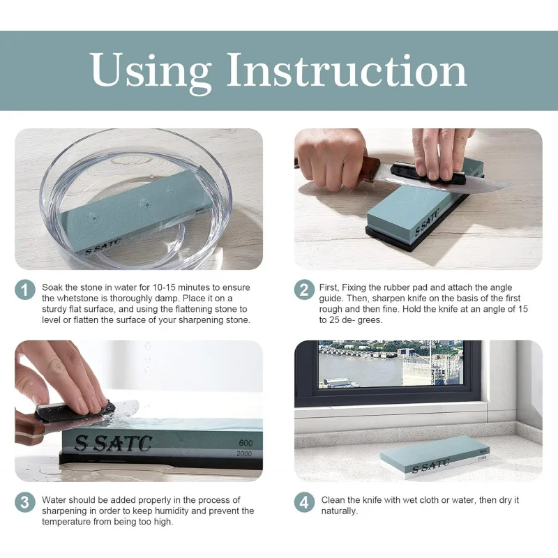 Набор для влажной заточки Whetstone зернистостью 600/2000 с угловой направляющей на