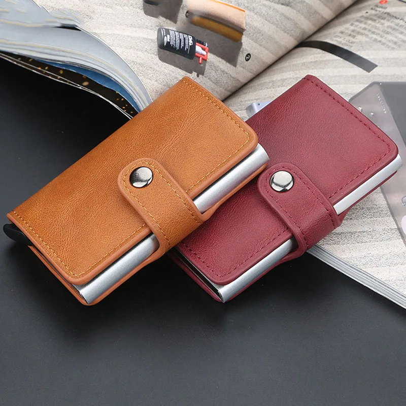 Мужской держатель для кредитных карт на застежке чехол кошельки с блокировкой Rfid