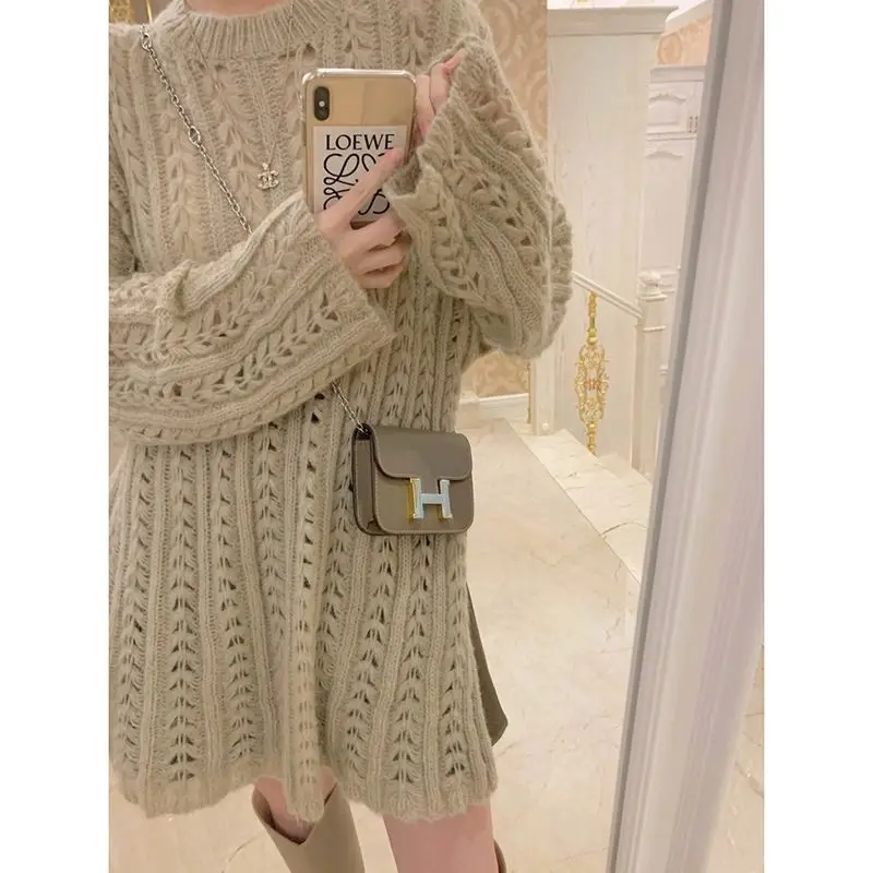 Полый вязаный свитер новинка 2024 женский весенний универсальный уникальный