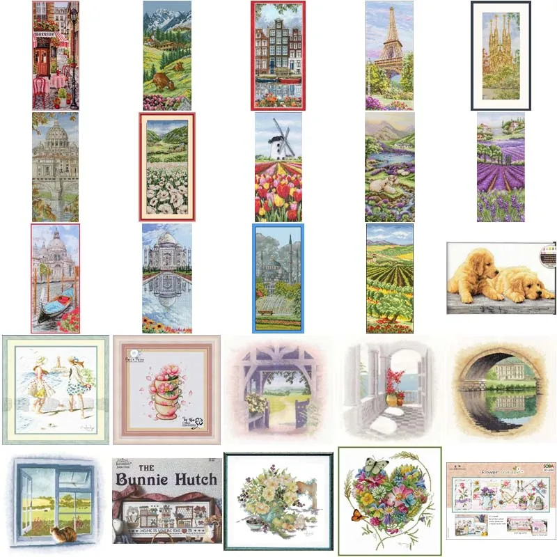 

Lanarte 34190 flowers and chairs counted 16CT 14CT 18CT DIY Cross Stitch Sets Chinese Cross-stitch Kits Embroidery Needlework