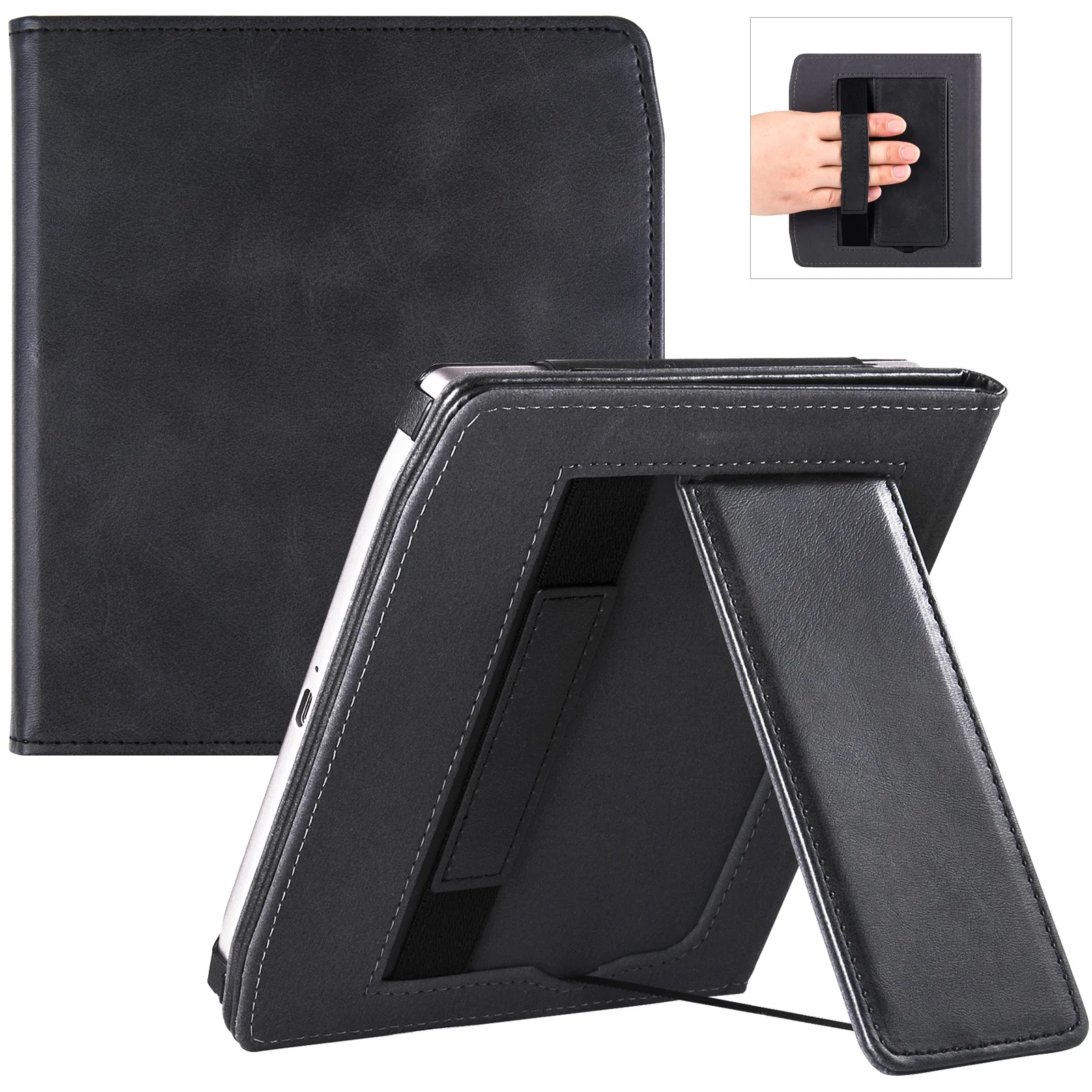 

Stand Case for New 7" Pocketbook Era eReader 2022 Release - PU Leather Protective Sleeve Cover with Hand Strap/Auto Sleep Wake
