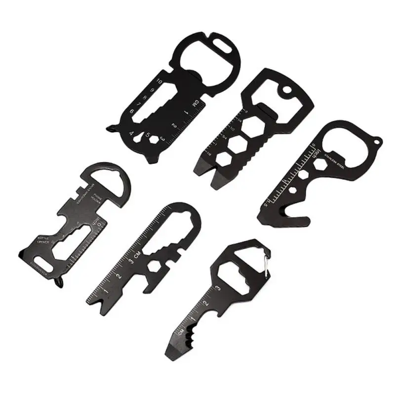 

Stainless Steel Multi-Tool Key Shaped Pocket Tool Survival Gear Gadget Bottle Opener Multi Pocket Tool Pendant Keyring