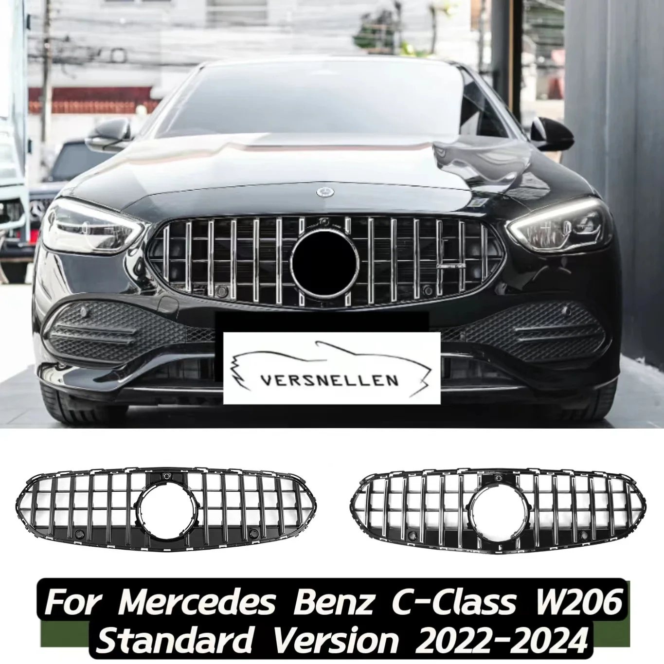 Глянцевая черная решетка Maybach для Mercedes Benz C-Class W206 стандартная версия 2022-2024 C300 C43 GT