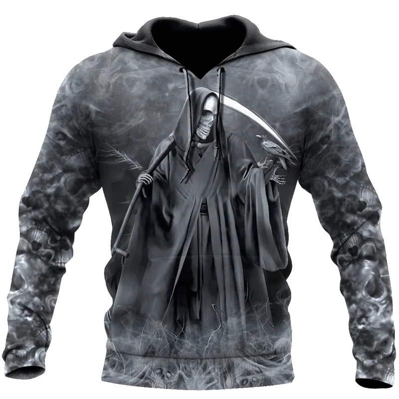 

New Grim Reaper and Skull Pattern 3D Printed Hoodie and Sweatshirt Fashion Men's Fall Zip Hoodie Unisex Casual Sweatshirt