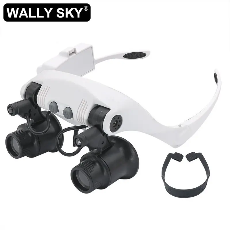 

Лупа для шлема с подсветкой, увеличительное стекло с коротким фокусом 10X 15X 20X 25X, Ювелирная Лупа для ремонта часов