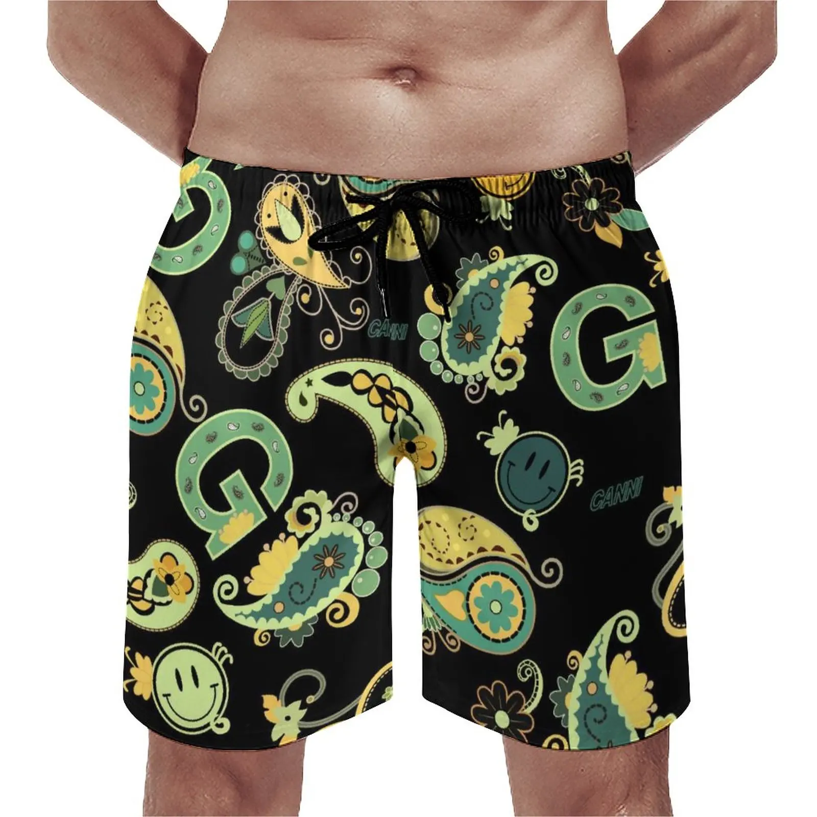 

Пляжные шорты в стиле ретро, пасхальные плавки с винтажным принтом, быстросохнущие Короткие штаны для бега в стиле оверсайз