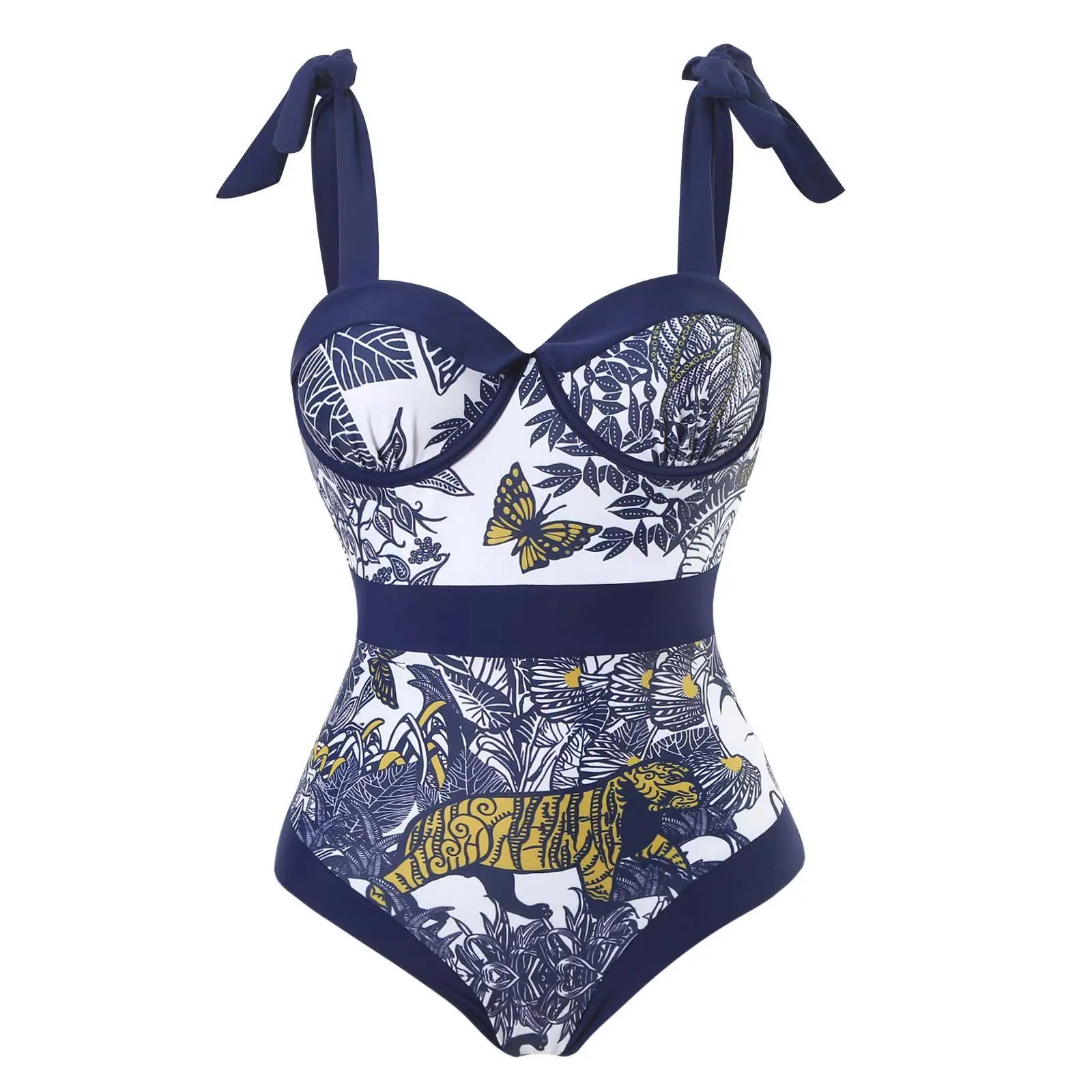 CPUTAN 2023 Vintage Print Push Up One Piece Bikini Cover Up Sexy Beachwear Skirt Print Monokini Swimwear Summer Swimsuit Dress