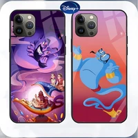 disney aladdin phone case tempered glass for iphone 13 12 11 pro max mini x xr xs max 8 7 6s plus se 2020 shell fundas