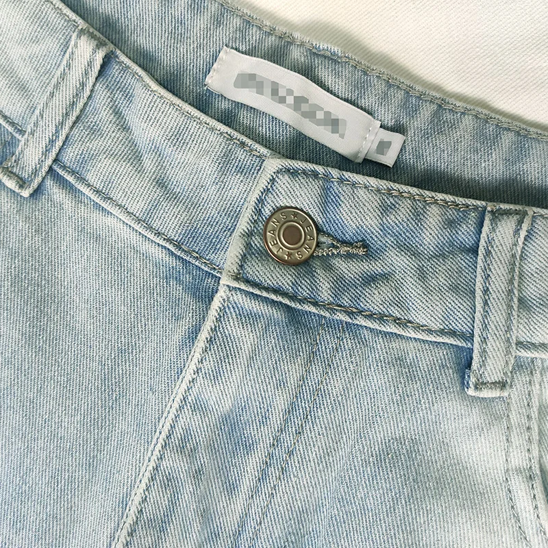 Джинсовые шорты с завышенной талией рваные джинсовые цветочным принтом