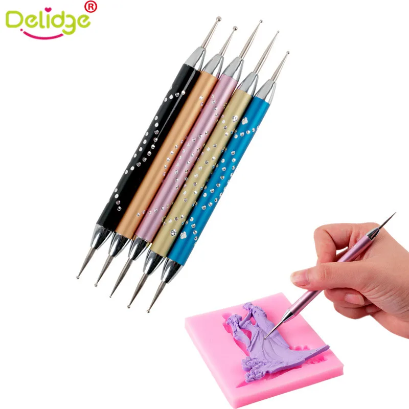 

5 Pcs/set Cake Fondant Needle Stainless Steel 10 Heads Fondant Painting Pen Cake Decoration Adjustment Needle