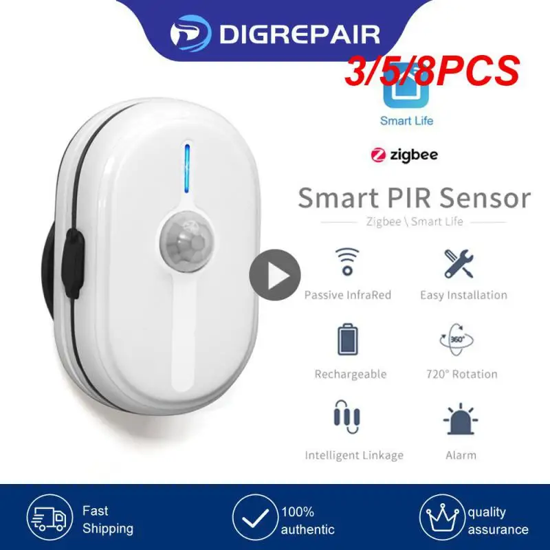 

3/5/8PCS Smart Intelligent Linkage Infrared Sensor Anti-theft Alarm Zigbee3.0 Pir Motion Sensor Wide Angle Projection Dc 5v1a