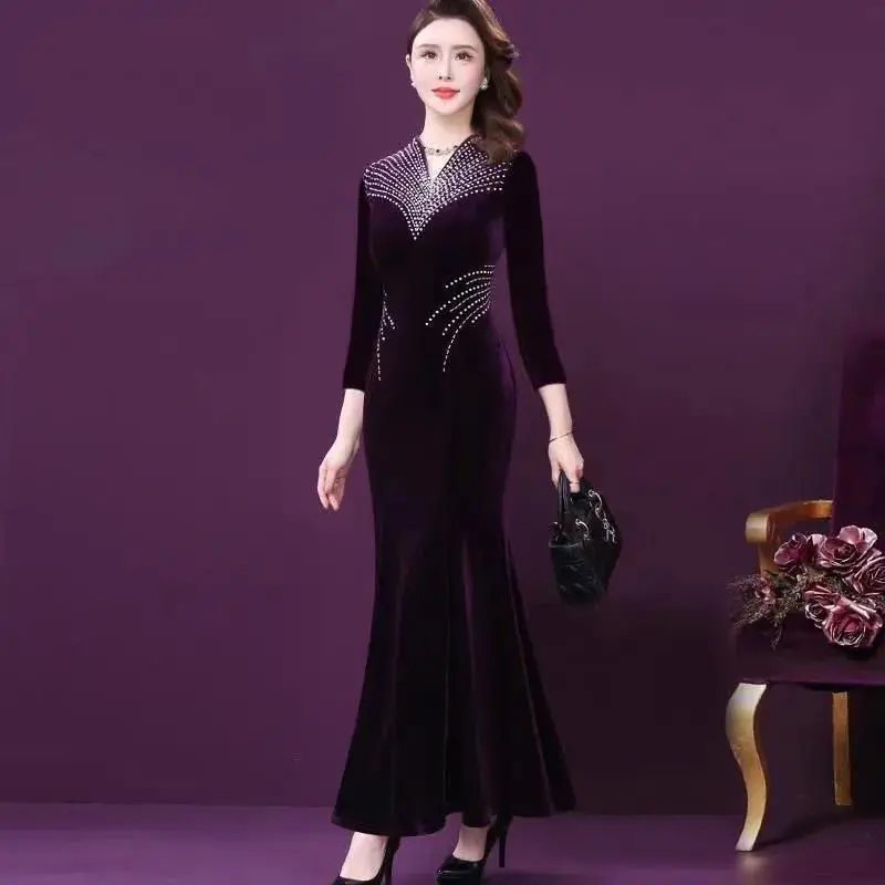 Vintage Diamonds Edding Dress 2022 Spring Attend Wedding Mother Dess Dinner Party Improved Cheongsam Short Sleeve Dresses Lady