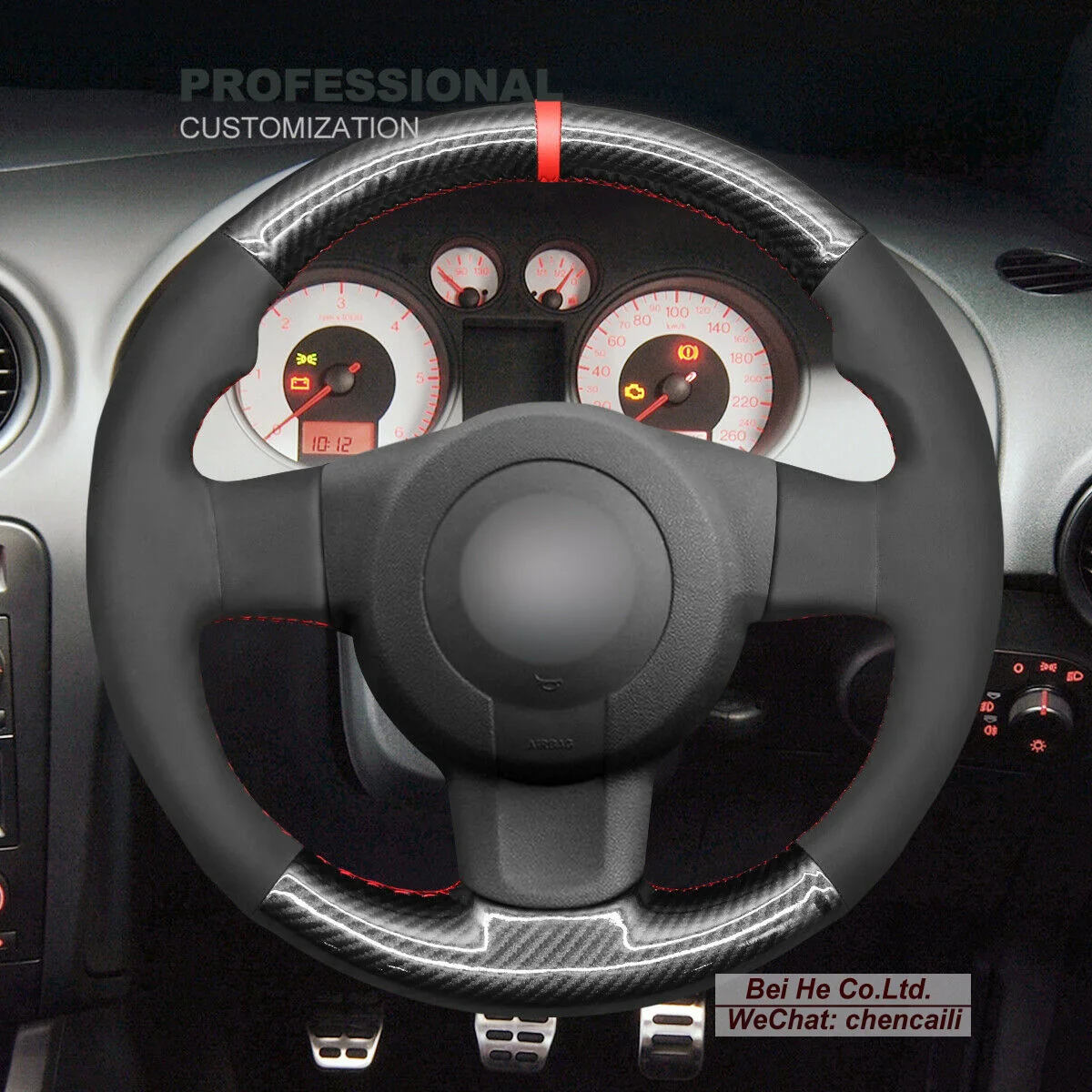 

Customized Non-slip Black Carbon Fiber Suede Car Steering Wheel Cover For Seat Leon FR|Cupra (MK2 1P) Ibiza Interior Accessories