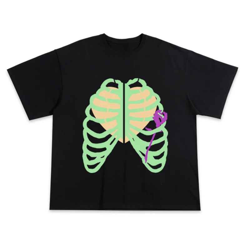 

Punk fairy crop top Y2k goth grunge graphic skeleton print short sleeve t-shirt summer casual 2000s vintage Aesthetic women Tee