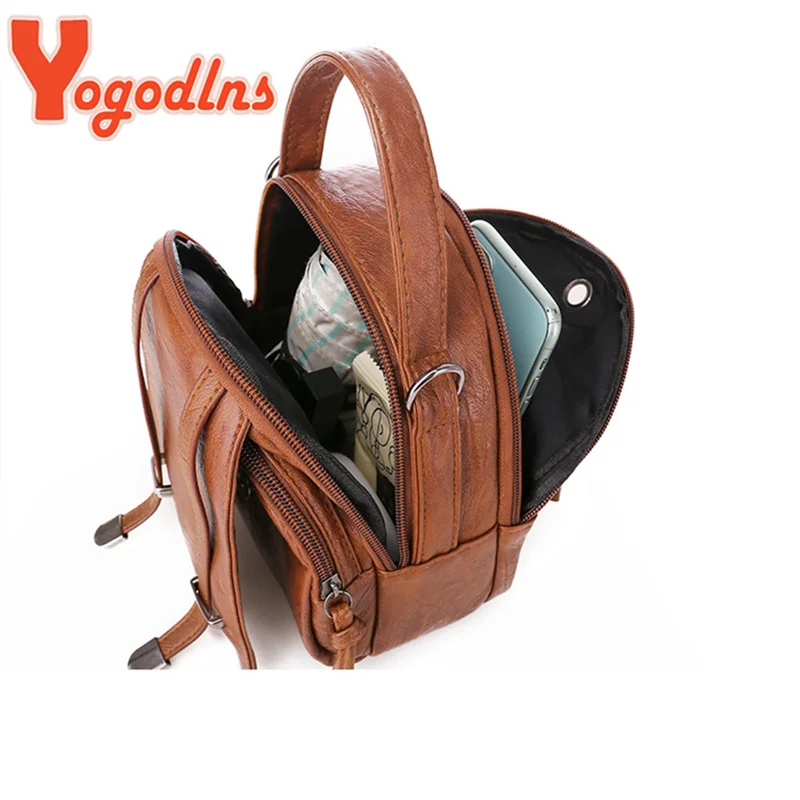 Винтажная маленькая Наплечная Сумка Yogodlns для женщин, сумочка из мягкой искусственной кожи, Многофункциональный мессенджер, повседневный Дамский саквояж
