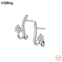 new fashion 925 silver geometric small delicate crystal line design stud earrings wholesale beautiful jewelry