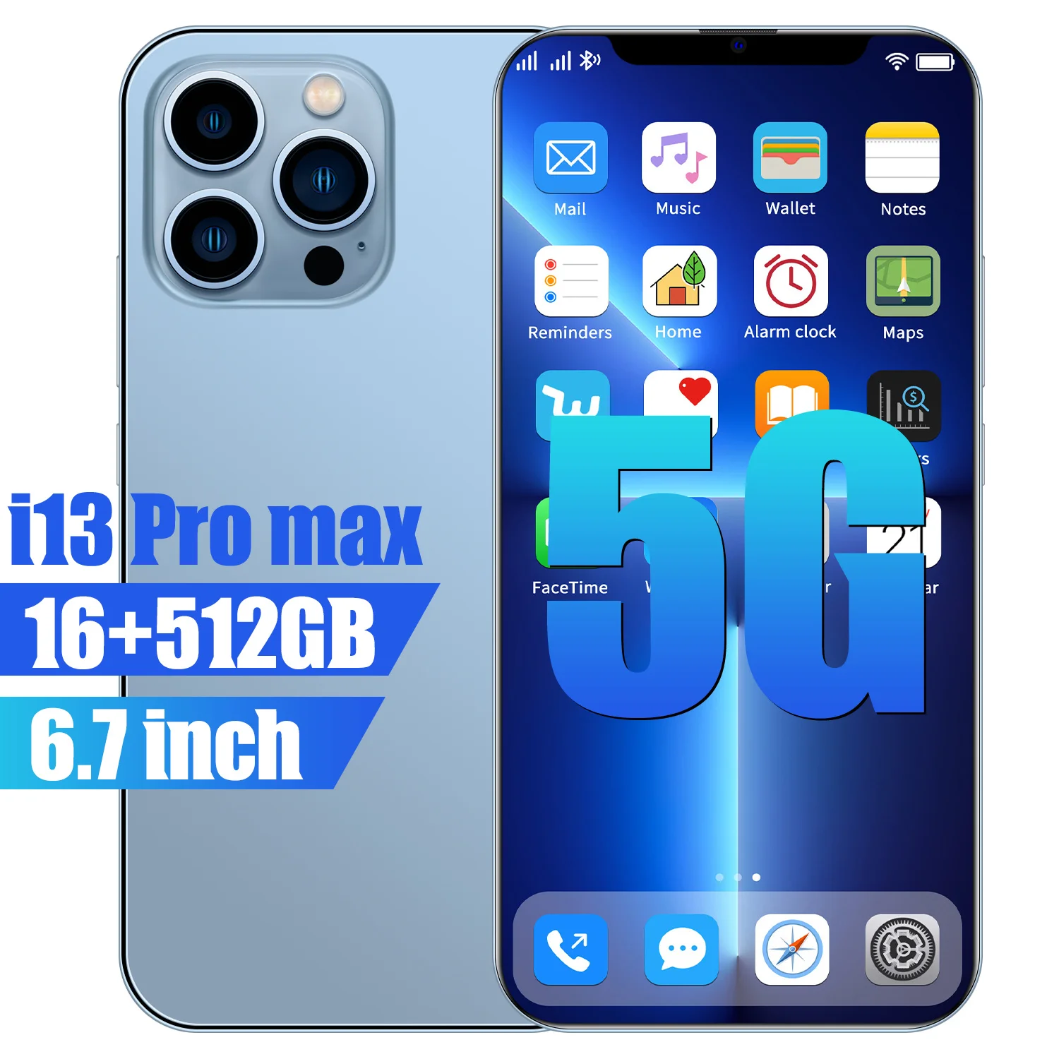 

Global Version I13 Pro Max Smart Phone Android 6.7 inch 6000mAh 16GB RAM 512GB ROM 32+64MP Camera Unlocked 4G 5G Mobile Phones