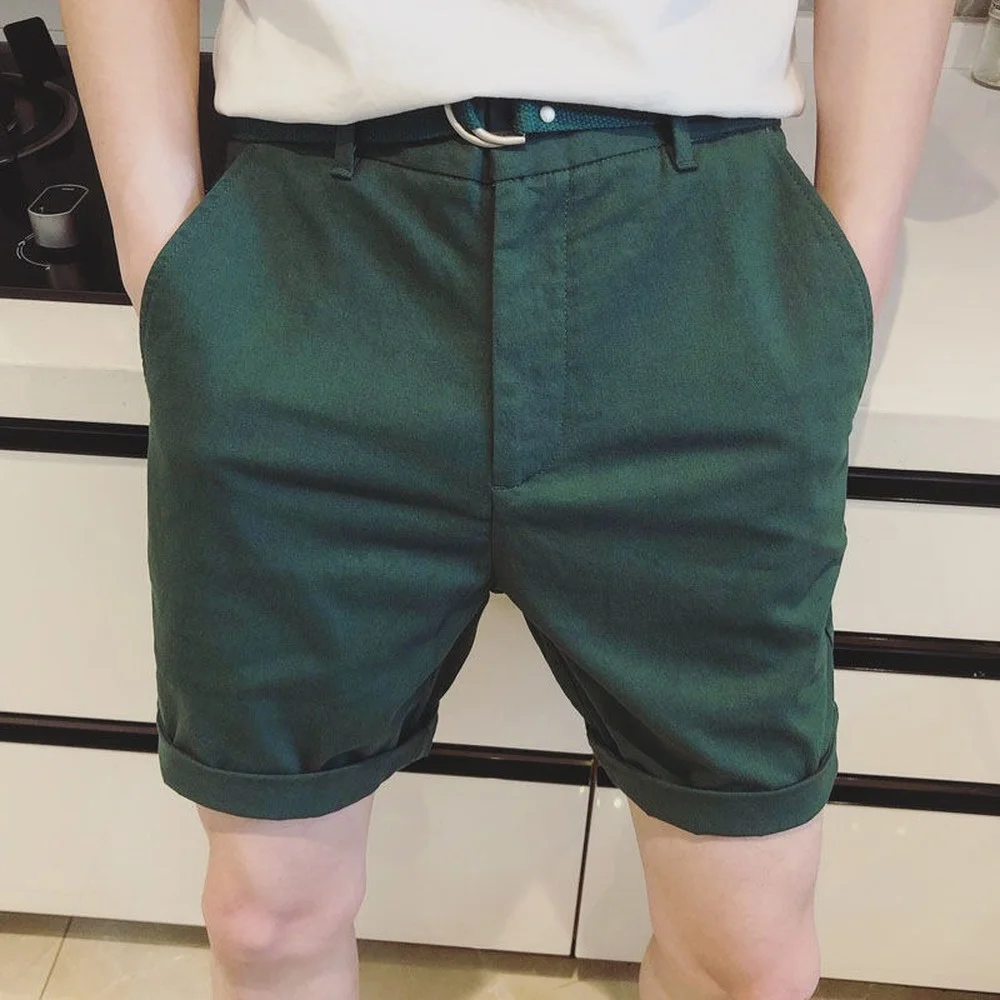 

Korean Fashion Casual Shorts Men Clothing Street Fashion Men Summer Bermuda Shorts 2022 Solid Color Men Pants Knee Length