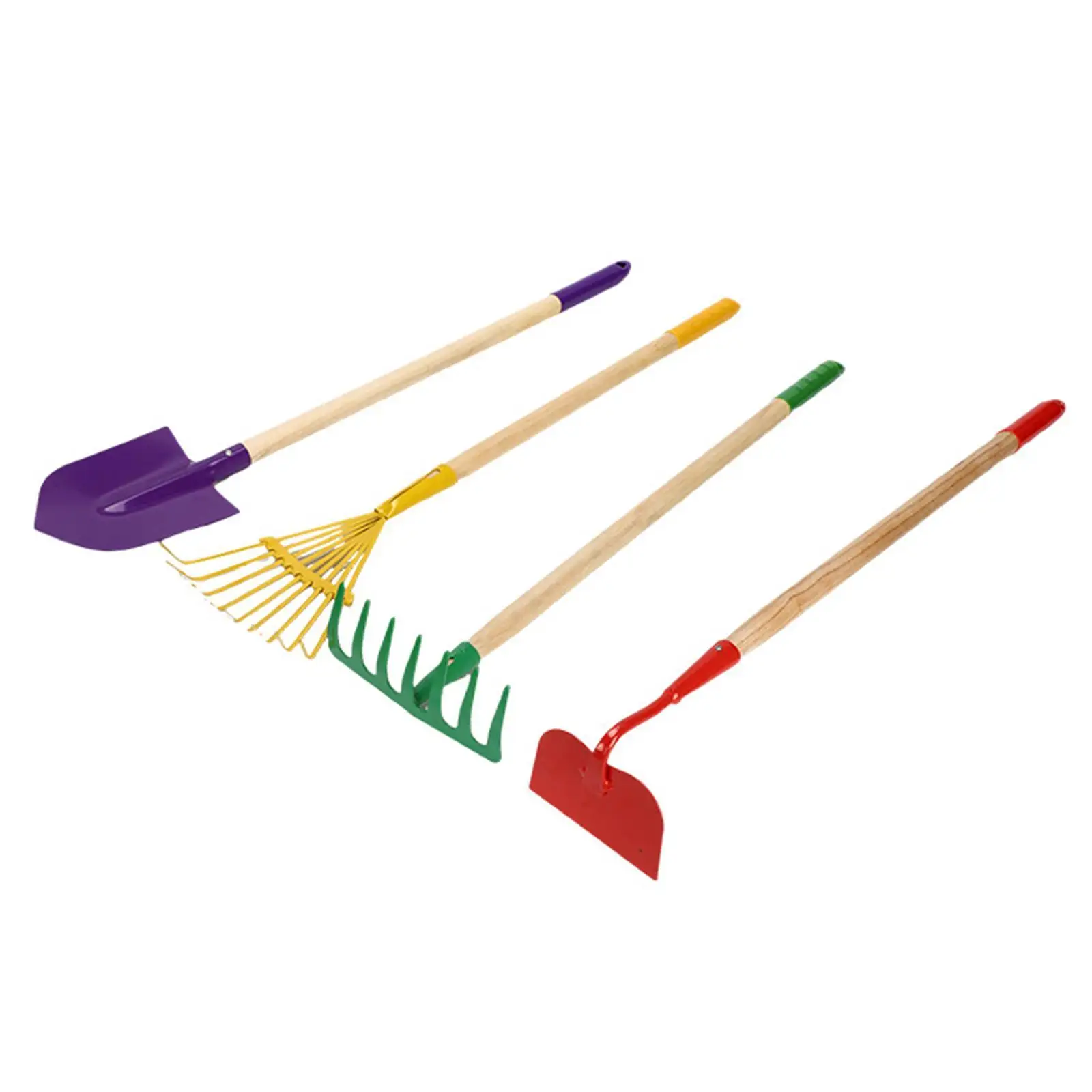 4 Pieces Kids Gardening Tools Rake Spade Hoe Set Indoor Outdoor Plants Hand Trowel Beach Sand Toys Compact Easy to Use