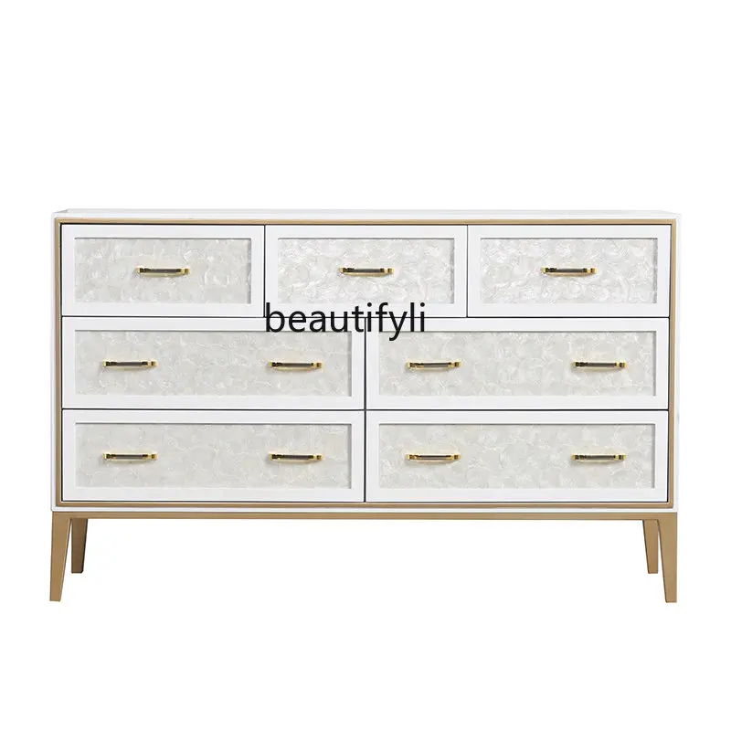

LM Affordable Luxury Style Shell 7-Drawer Cabinet Modern Minimalist Bedroom Locker Living Room Entrance Cabinet Storage Cabinet