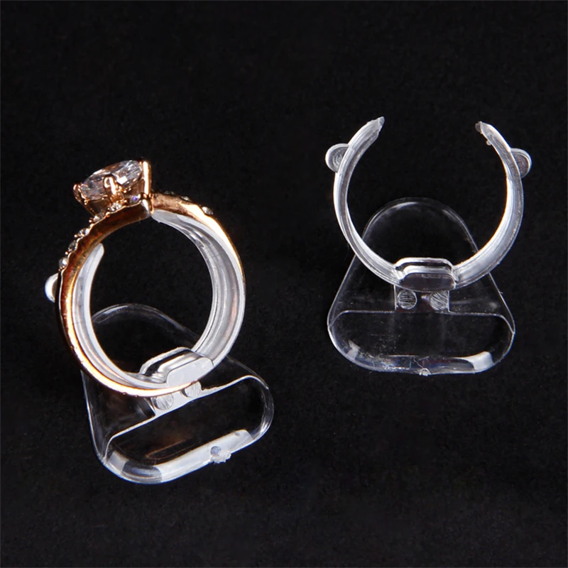TONVIC Wholesale Plastic Clear View Ring Display Stand Holder Organizer Ring Case Jewellery