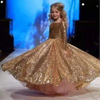 girls evening dress princess dress floor length floor length childrens catwalk dance dress gold sequined dress