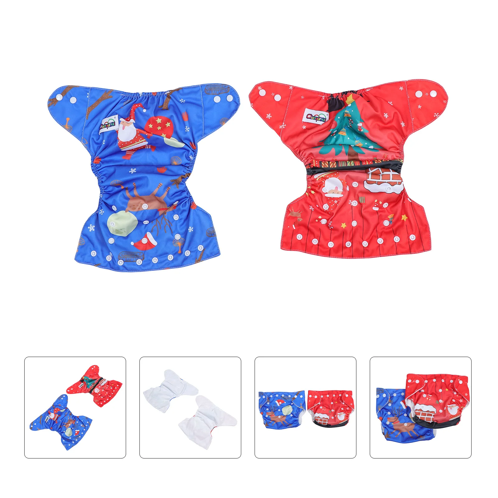 

2Pcs Christmas Infant Training Pants Briefs Washable Nappy Pants (Assorted Color)