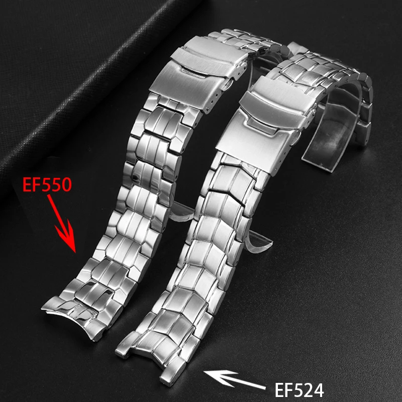 

Notched watchband For Casio EF-550 Men's Stainless Steel Watch strap EDIFICE Series 5051 EF-524D Bracelet Waterproof wristband