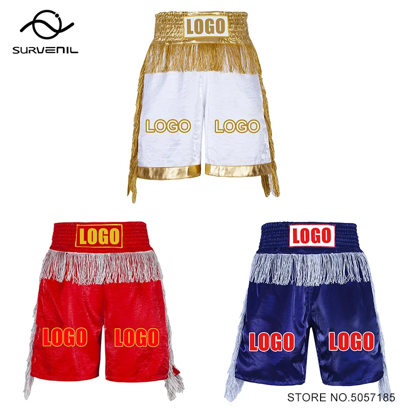 Купить Personalized Boxing Shorts Men Womens Kids Tassels Satin Muay